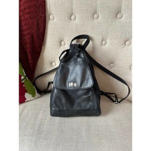 Y2K Vintage Leather Nylon Black Backpack Sling Purse Handbag